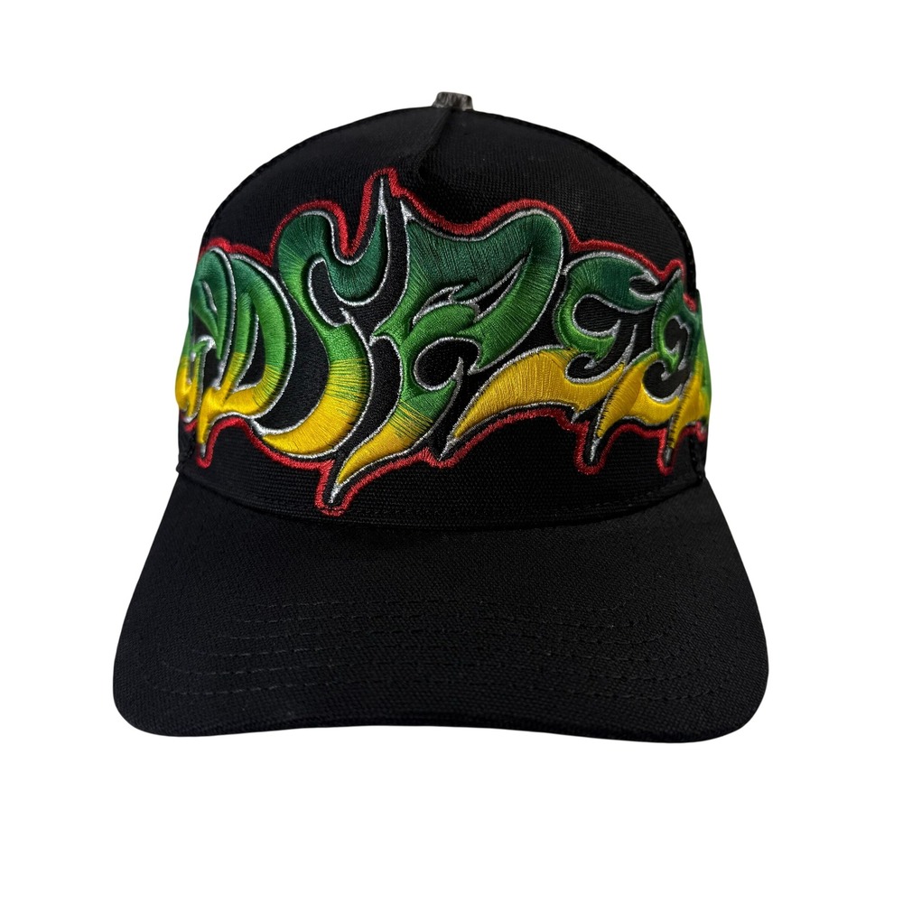 Godspeed Higher Power Black Multi Color Graffiti Embroidery Mesh Trucker Hat